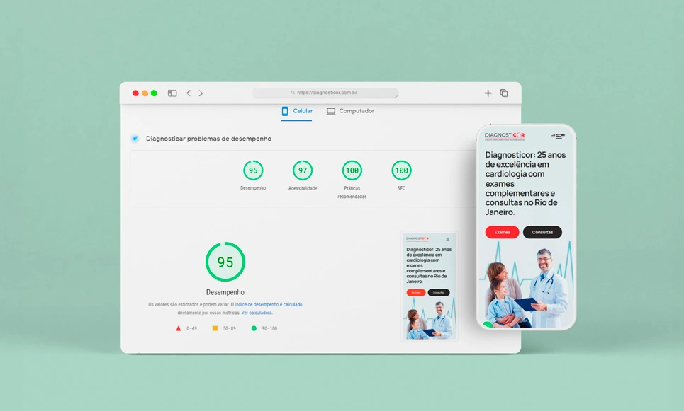 Desenvolvimento de site otimizado Core Web Vitals para profissionais de saúde