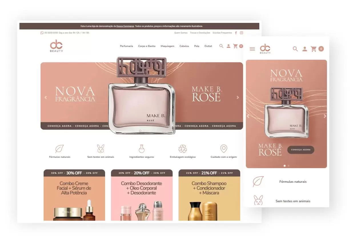 Loja Virtual para produtos de beleza, perfumes e estética